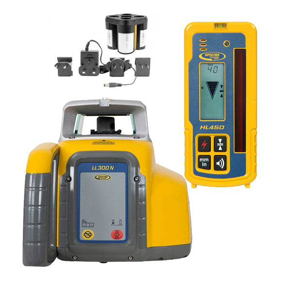 LL300N-4-K Laser Level with HL450 Receiver, Rechargeable Batteries and Universal Charger